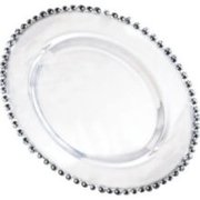 Silver Beaded Clear Glass Charger Plates